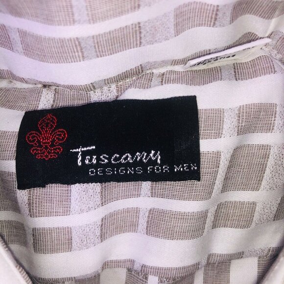 Vintage 70s Tuscany Dress Shirt Mens Size 16.5 33 White Gray Long Sleeve NEW - Picture 7 of 8